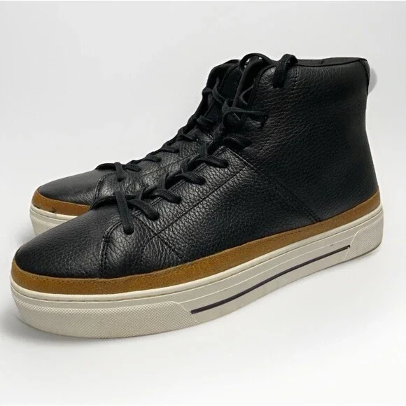 NWOB Crown Vintage DEVASSY Black Leather Lace Up Sneakers shoes Boots Mens 10M - Picture 1 of 6